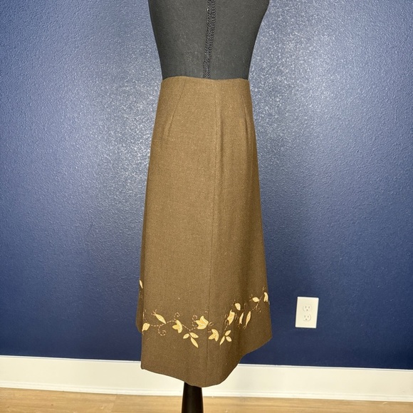 Ann Taylor Brown Embellished Midi Pencil Skirt, Size 8 (runs small) - Picture 5 of 9